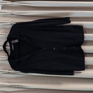 Women's Size XL Heather B  Black Knit Button Up Cardigan Sweater